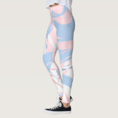 Roze Wit Blauw Swirl Abstracte Leggings (Links)