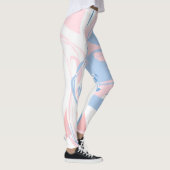 Roze Wit Blauw Swirl Abstracte Leggings (Rechts)