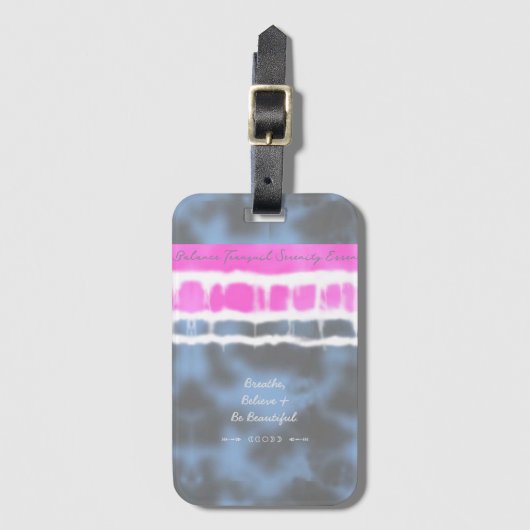 Roze wit & Blauw Tie kleurstof Twist Sway in Stijl Bagagelabel (Voorkant (verticaal))