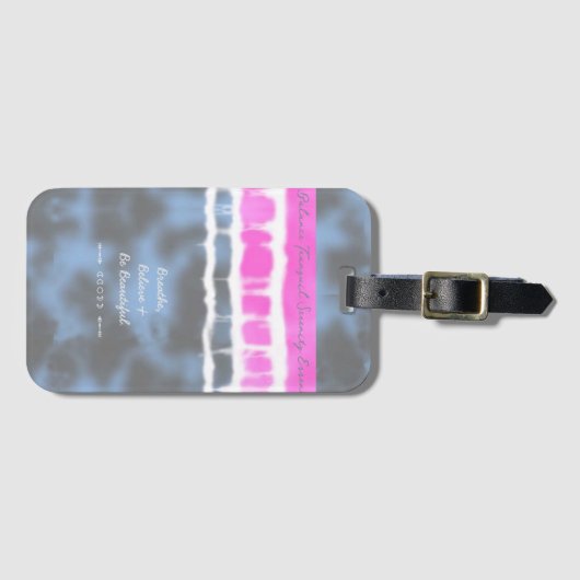 Roze wit & Blauw Tie kleurstof Twist Sway in Stijl Bagagelabel (Voorkant (horizontaal))