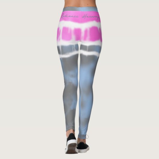 Roze wit & Blauw Tie kleurstof Twist Sway in Stijl Leggings (Achterkant)