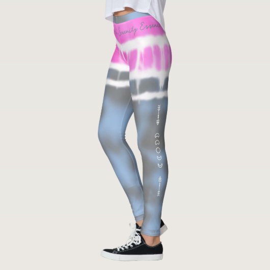 Roze wit & Blauw Tie kleurstof Twist Sway in Stijl Leggings (Links)