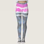 Roze wit & Blauw Tie kleurstof Twist Sway in Stijl Leggings (Voorkant)