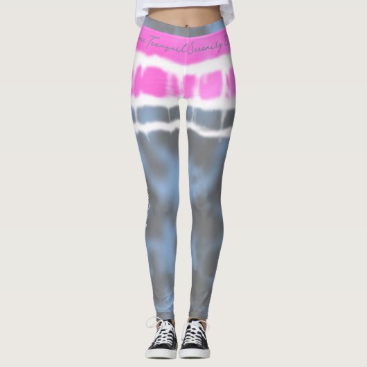 Roze wit & Blauw Tie kleurstof Twist Sway in Stijl Leggings (Voorkant)