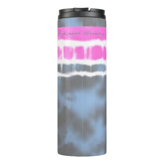 Roze wit & Blauw Tie kleurstof Twist Sway in Stijl Thermosbeker (Achterkant)