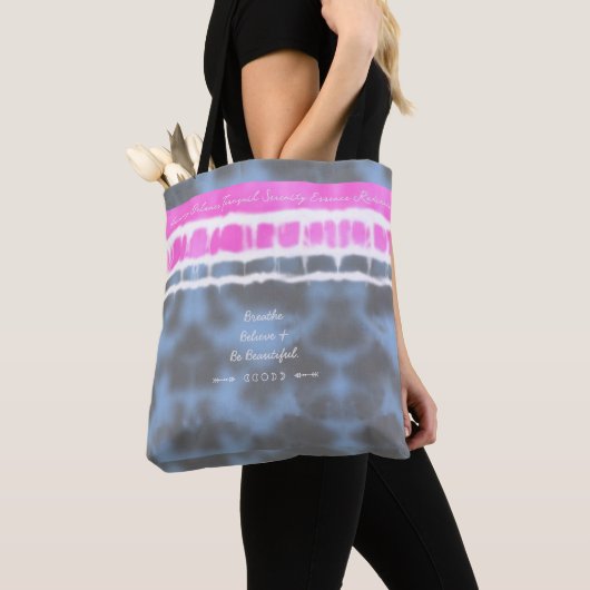 Roze wit & Blauw Tie kleurstof Twist Sway in Stijl Tote Bag (Dichtbij)