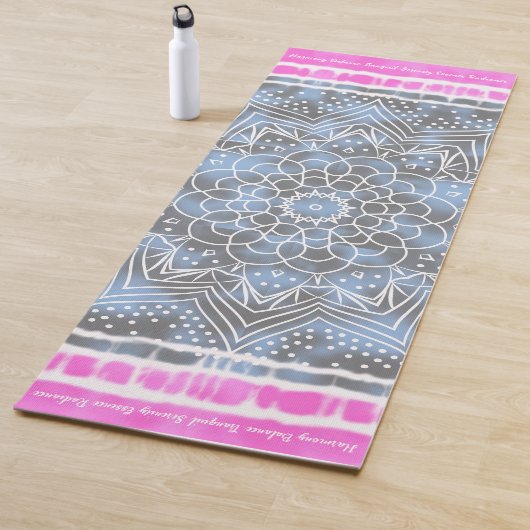 Roze wit & Blauw Tie kleurstof Twist Sway in Stijl Yogamat (In situ)