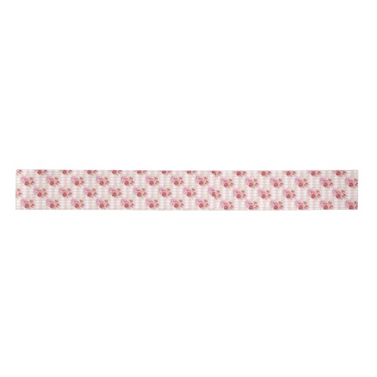 Roze Wit  Bloemen 3-inch Satijnen Lint (Voorkant)