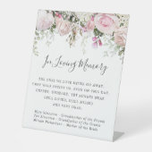 Roze Wit Bloemen Bruiloft Memorial Tafelblad Reclamebord Met Voetstuk (Voorkant)