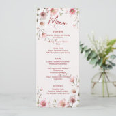 Roze Wit Bloemen Bruiloft Menu (Staand voorkant)