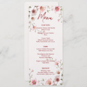 Roze Wit Bloemen Bruiloft Menu (Voorkant / Achterkant)