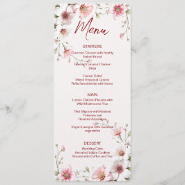 Roze Wit Bloemen Bruiloft Menu