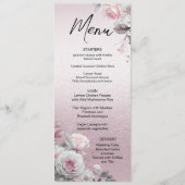 Roze Wit Bloemen Bruiloft Menu (Voorkant)