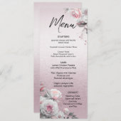 Roze Wit Bloemen Bruiloft Menu (Voorkant / Achterkant)