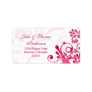 Roze Wit Bloemen Bruiloft Retouradres Label