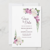 Roze Wit Bloemen Bruiloft Save the Date (Voorkant)