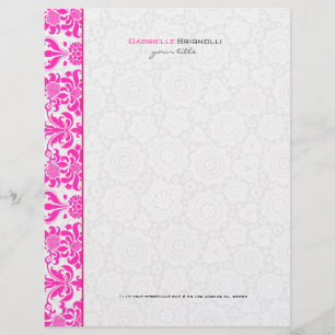 Roze & Wit  Bloemen & Cirkels Damaskers Briefhoofd Sjabloon
