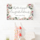 Roze Wit Bloemen Elegant Verloving Banner (Insitu)