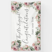 Roze Wit Bloemen Elegant Verloving Banner (Verticaal)