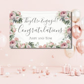 Roze Wit Bloemen Elegant Verloving Banner