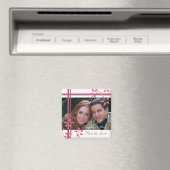 Roze & Wit Bloemen Foto Save the Date Magnet (Insitu (Vaatwasser))