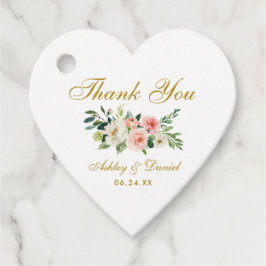 Roze Wit Bloemen Goud Bruiloft Hartelijk dank Bedankjes Labels