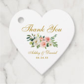 Roze Wit Bloemen Goud Bruiloft Hartelijk dank Bedankjes Labels (Voorkant)