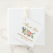 Roze Wit Bloemen Goud Vrijgezellenfeest Dank u Bedankjes Labels (In situ)