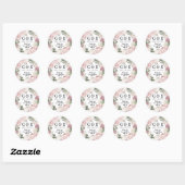 Roze Wit Bloemen Monogrammed Bruiloft Dank u Ronde Sticker (Vel)