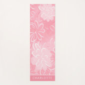 Roze Wit Bloemen Patroon Gepersonaliseerde naam Yogamat (Voorkant)