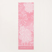 Roze Wit Bloemen Patroon Gepersonaliseerde naam Yogamat (Achterkant)