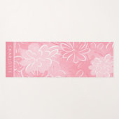 Roze Wit Bloemen Patroon Gepersonaliseerde naam Yogamat (Voorkant (horizontaal))