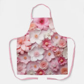 Roze wit bloemen patroon schort (Voorkant)