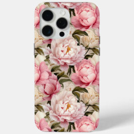 Roze Wit Bloemen Pioenen Designer Tough iPhone 15 Pro Max Hoesje