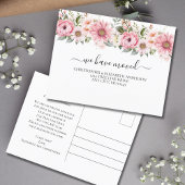 Roze Wit Bloemen Script Bewegen Aankondigingskaart