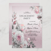 Roze Wit Bloemen Verloving Kaart (Voorkant / Achterkant)