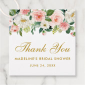 Roze Wit Bloemen Vrijgezellenfeest Dank u Goud Bedankjes Labels (Voorkant)