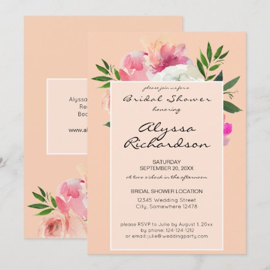 Roze & Wit Bloemen Vrijgezellenfeest - Roze 2B Kaart (Voorkant / Achterkant)