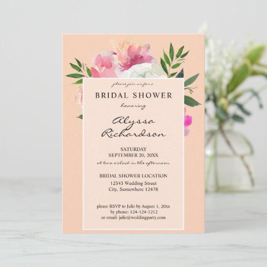 Roze & Wit Bloemen Vrijgezellenfeest - Roze 2C Kaart (Staand voorkant)