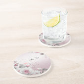 Roze Wit Bloemen Zandsteen Onderzetter (Zijkant)