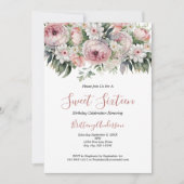 Roze Wit Bloemen Zoet Zestien 16 Verjaardag Kaart (Voorkant)