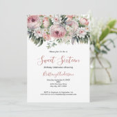 Roze Wit Bloemen Zoet Zestien 16 Verjaardag Kaart (Staand voorkant)