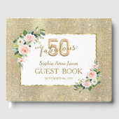 Roze Wit Bloemengoud 50 en Fabulous Verjaardag Gastenboek (Voorkant)