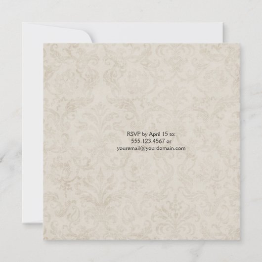 roze wit bloemenlint veren bruiloft kaart (Achterkant)