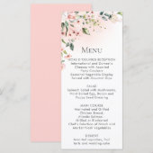 Roze Wit Bloemig Menu Rek Kaarten (Voorkant / Achterkant)