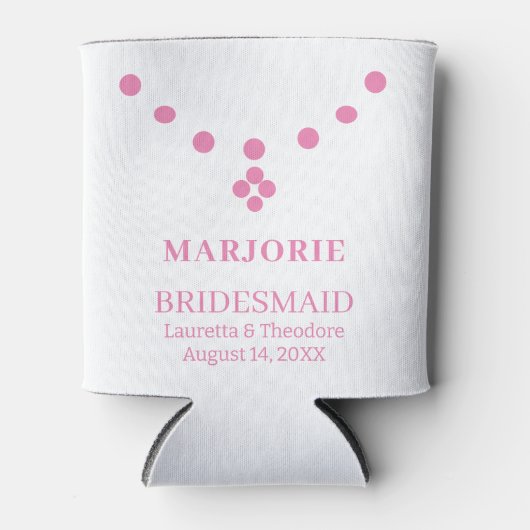 Roze & Wit Bruidsmeisje Gift Gepersonaliseerd Blikjeskoeler (Voorkant)