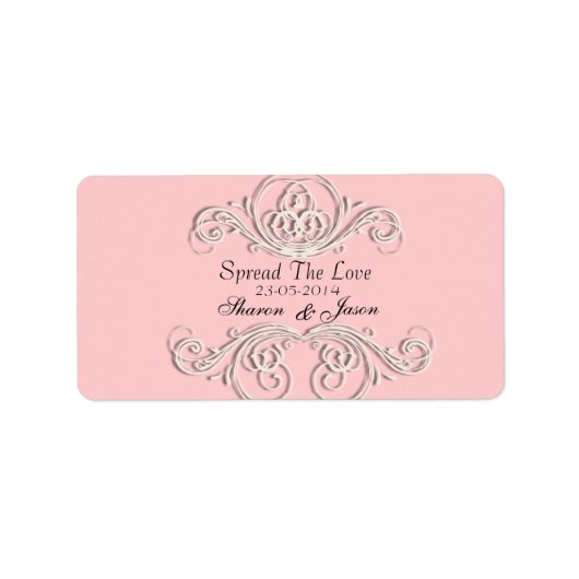 Roze Wit  Bruiloft Favor Labels (Voorkant)