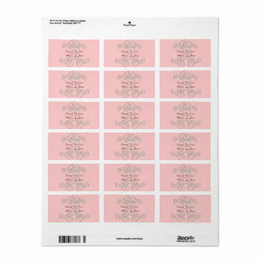 Roze Wit  Bruiloft Favor Labels (Full Sheet)