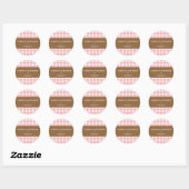 Roze wit bruin gingham zelfgemaakte food label sea (Vel)