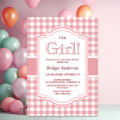 Roze Wit Buffel Plaid Baby shower Kaart